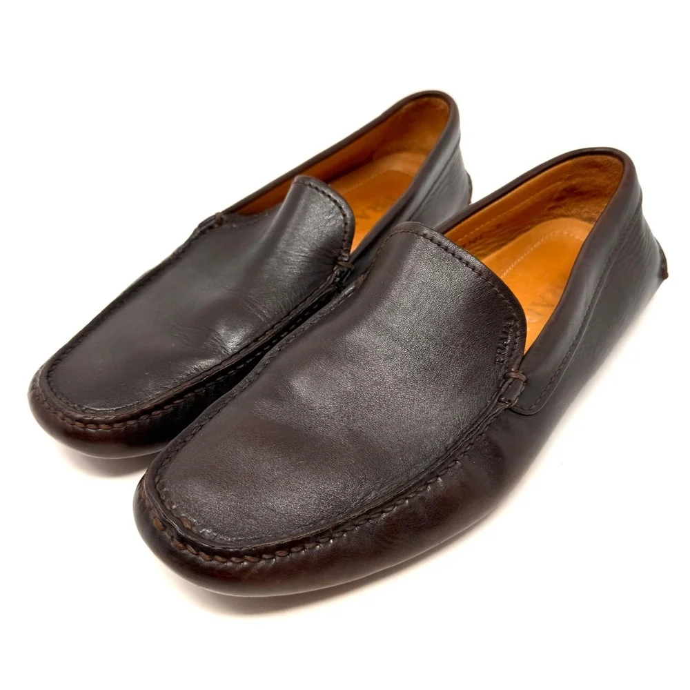 Prada Mens‎ 2D 1101 Dark Brown Leather Driving Moccasins  Mocs Loafers Shoes 8